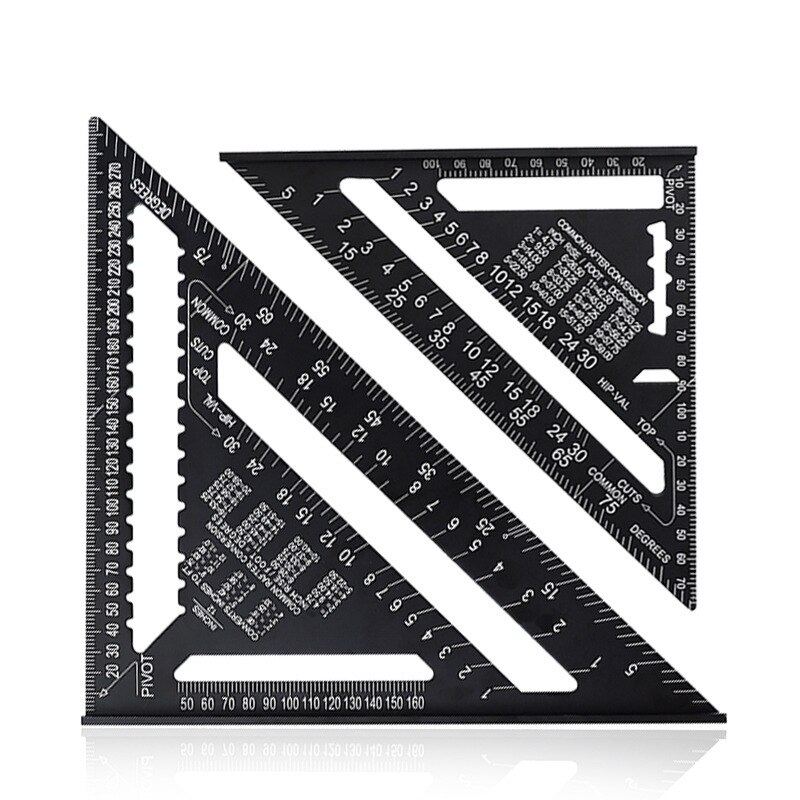 Triangle Ruler Inch Metric System Triangle Plate Carpentry Square Ruler Broad Bottom Thicken 45 90 Degrees Aluminum Alloy CH