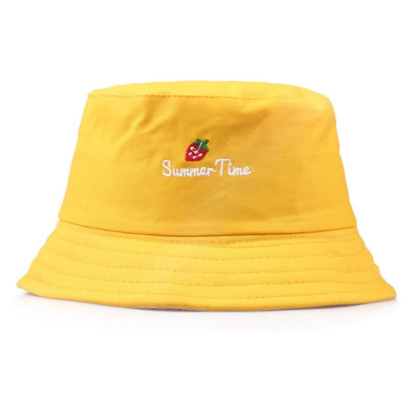 Jordbær sommer tid broderi spand hat til mænd kvinder hip hop fisker hat voksen panama bob hat sommer elskere flad hat  f09