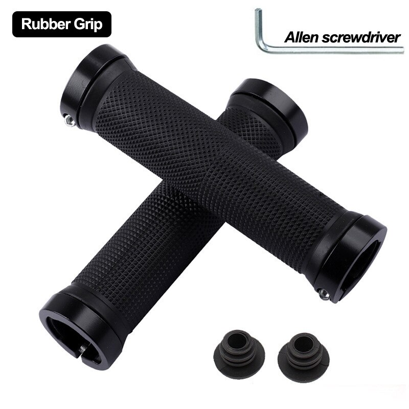 ITMTB-empuñaduras de goma para manillar de bicicleta, puños de aleación, bloqueo Bilateral, antideslizantes, accesorios para BMX: Black