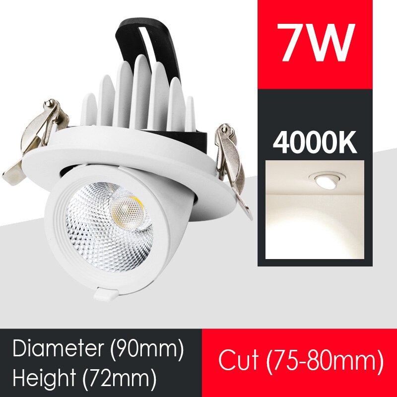 Dimbare LED Spots Olifant Neus Lamp Ingebed Plafond COB Downlight Woonkamer Gangpad Kleding Winkel Verlichtingsarmaturen: 7W --- Nature White