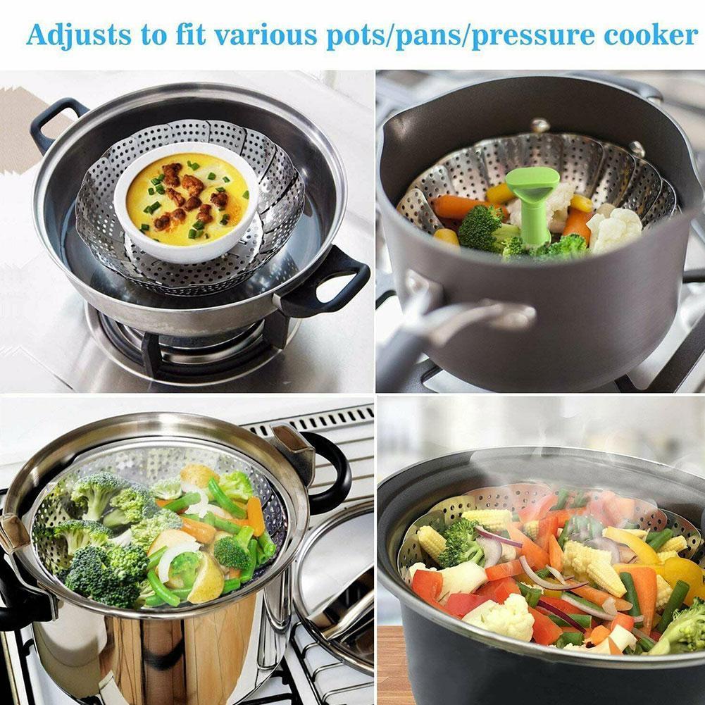 Stainless Steel Folding Steamer Basket Stainless Steel Fish Steamed Vegetable Steamer Telescopic Steamer L0V5