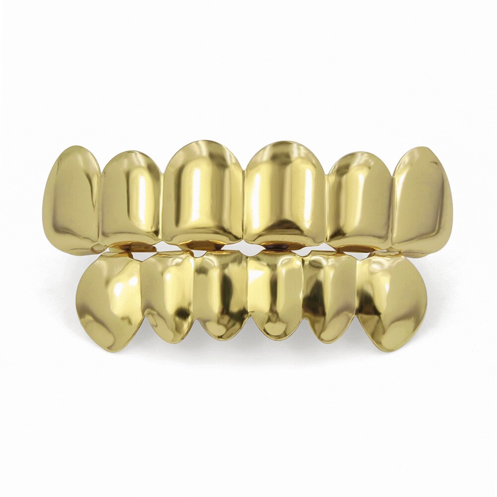 Bonnets de Grillz en silicone pour les dents de Couple, style HIP HOP, crocs de Vampire en haut et en bas: Gold