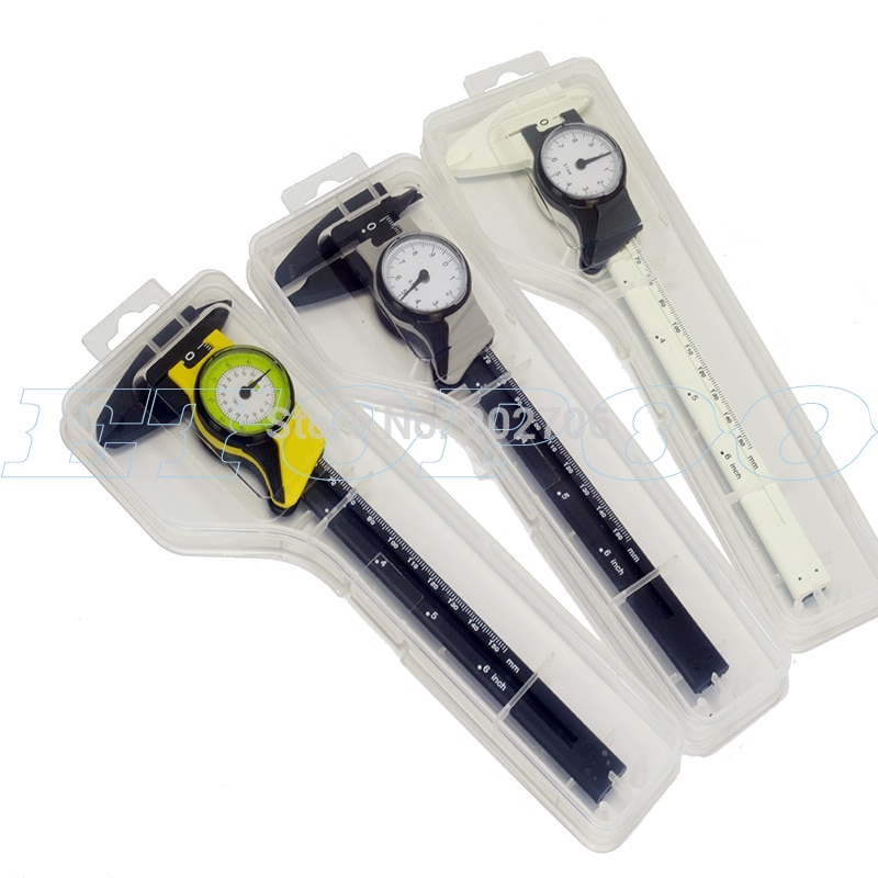 1 set 6 Inch 150mm Dial Caliper Plastic Vernier Caliper 4 Way Gauge Micrometer portable plastic tape meter measuring caliper