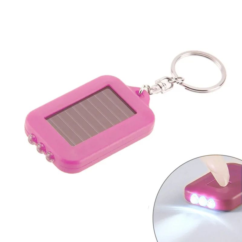 Mini solcelledrevet nøgleringslommelygte bærbar lille lommelygte selvforsvar mini-lommelygte udendørs vandretaske lås nøgleringslampe: Rgb