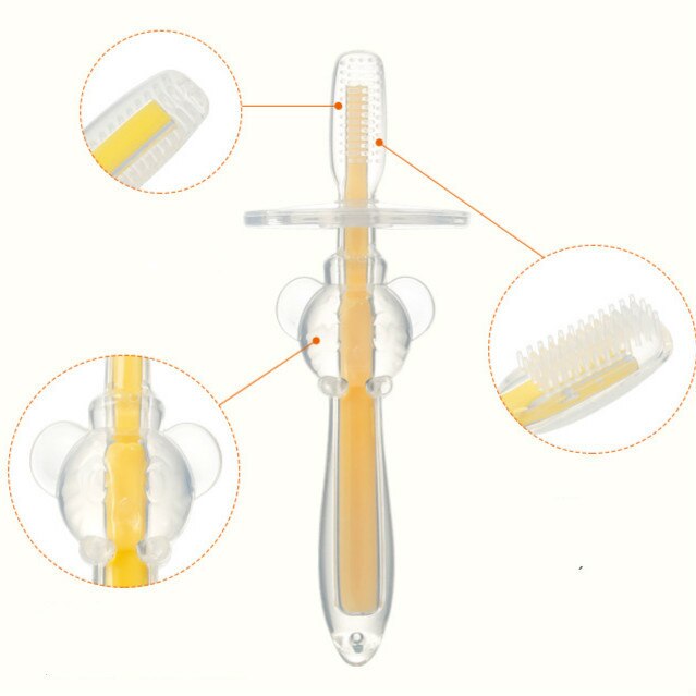 Brosse à dents en Gel de silice pour bébé, protège-dents souple avec plaque de déflecteur