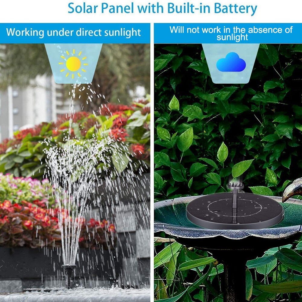 Mini Floating Solar Fountain Waterfall Fountain Garden Pool Pond Bird Bath Solar Powered Fountain Water Pump Garden Decoration