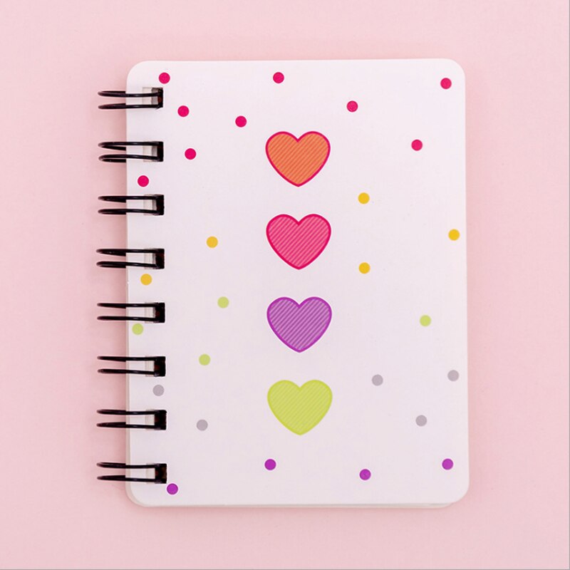 1book flower rollover coil A7 notepad Daily Memos Notebook Mini Pocket Book Signature Guest Book for girls: Heart