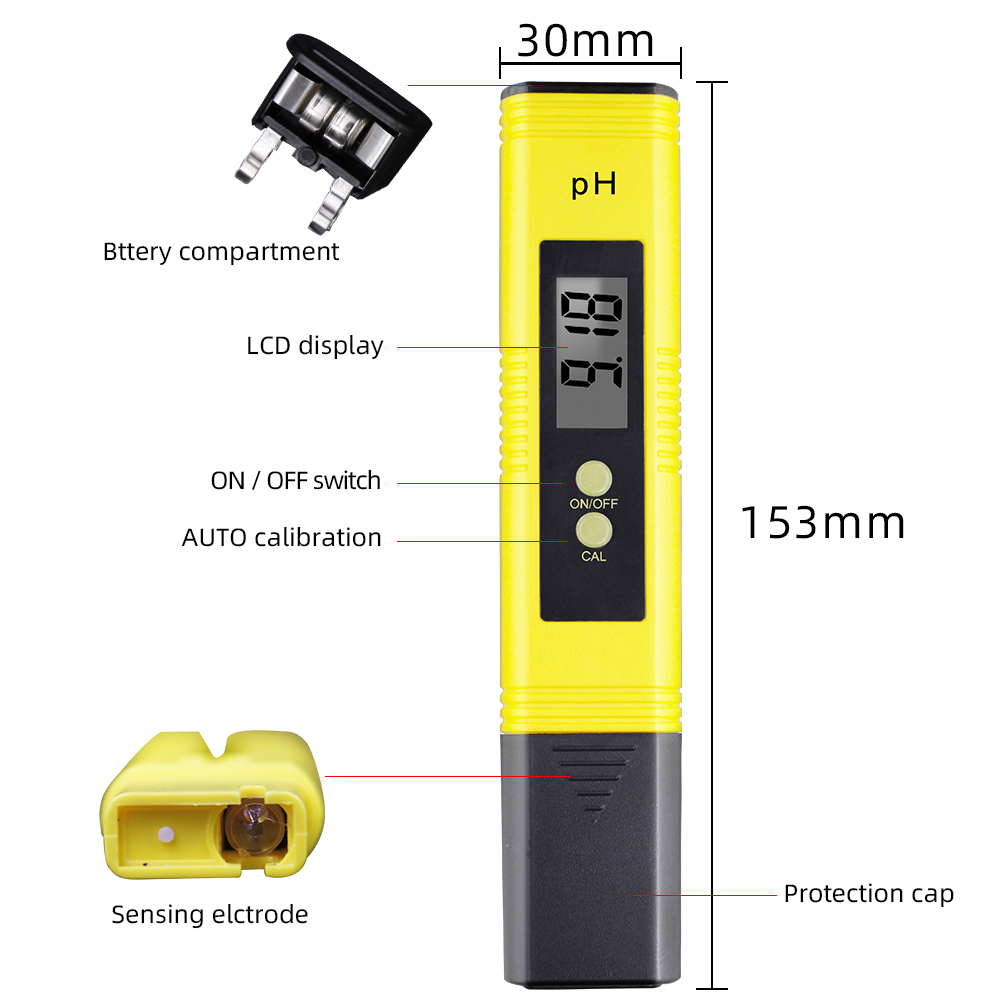 Ph Meter 0.01PH Tester Hoge Precisie Water Testen 0.00-14.00 Ph Maatregel Bereik Geschikt Voor Aquarium Zwembad