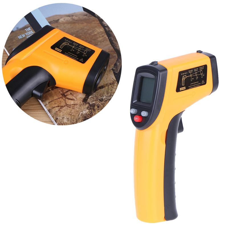 1pc pannetermometer med høy presisjon lcd-skjerm infrarødt termometer håndholdt termometer uten batteri (gul)
