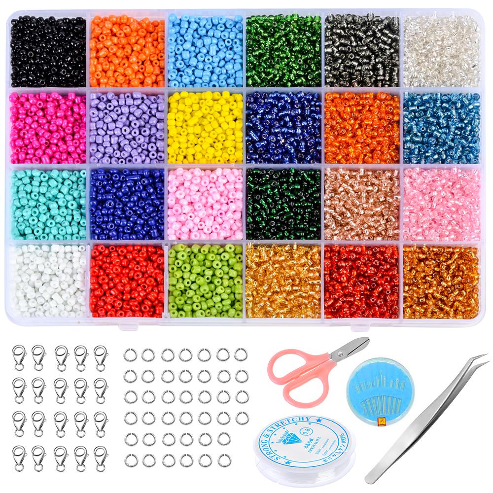 Glassperler til diy armbånd halskjeder nøkkelringer smykker lage kit runde perler sett med eske 3mm 17000 stk/sett