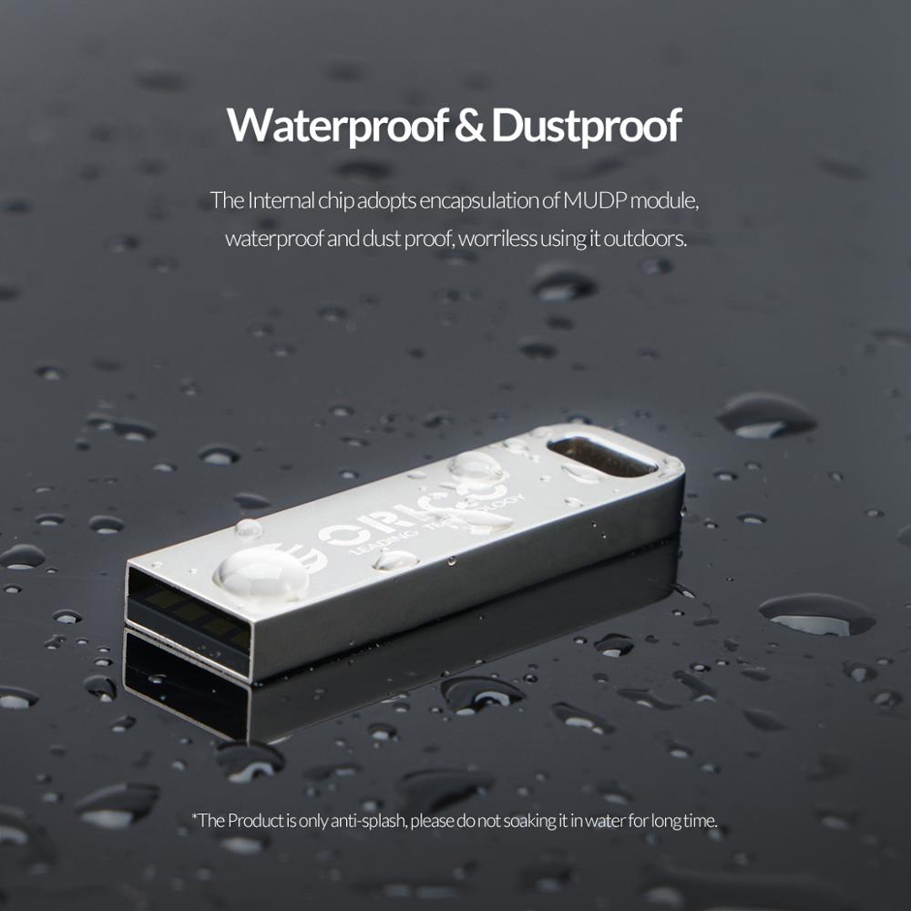 Orico Metalen Usb Flash Drive 64 Gb 32 Gb 16 Gb Flash Memory Stick Pen Drive USB2.0 Usb Stick Waterdicht metalen Zilveren Memoria Cel Usb