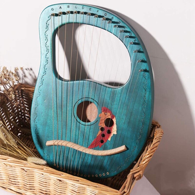 Lyre Harp 16 cuerda Harp Heptachord madera sólida Lye Harp con llave para afinar el para los amantes de la música principiantes, Verde