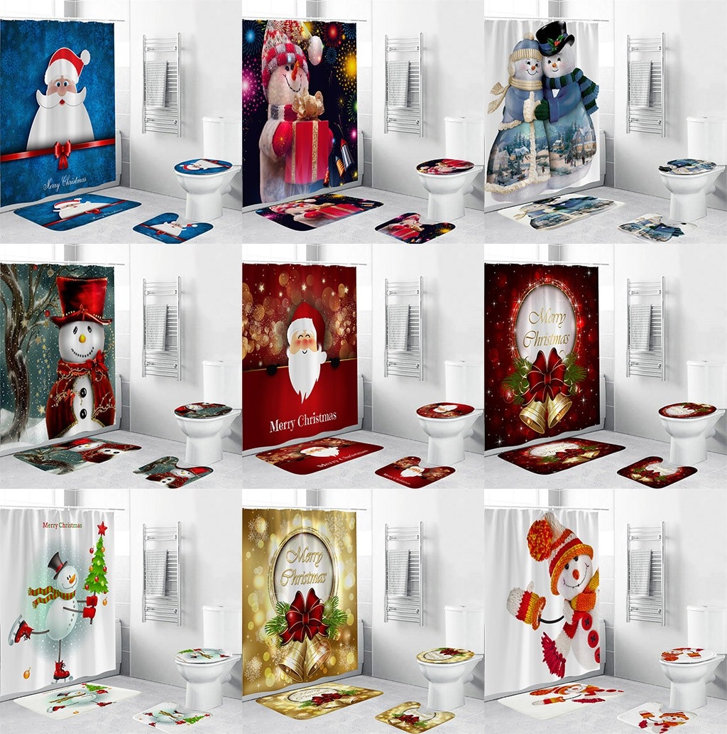 Kerst kerstman badkamergordijn decoratie voor thuis kerstversieringen navidad kerstmis jaar vrolijk kerstfeest
