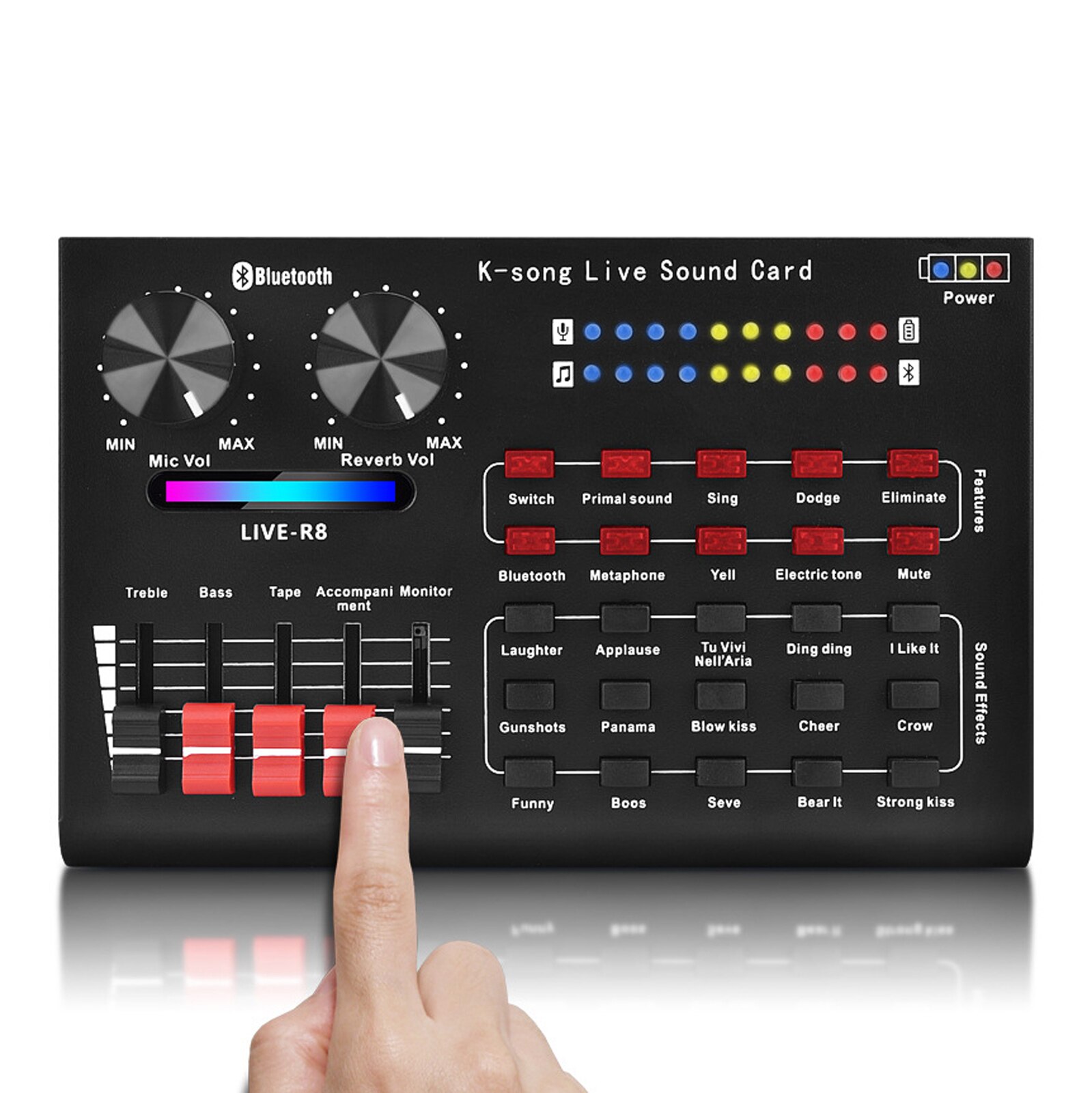 R8 stemmeskifter lyd mixer bord til live lydkort flere lydeffekter lyd mixer sangudstyr