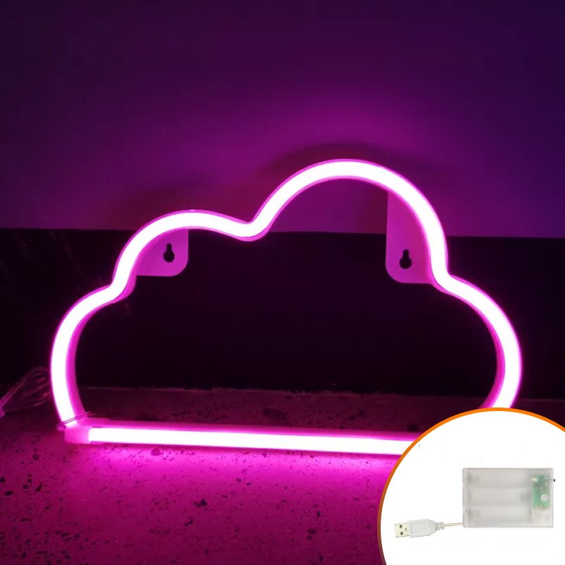 LED Neon Light Sign Clouds USB AAA Battery Powered Wall Art Bedroom Decor Hanging Home Wedding Party Decor Xmas: Pink Clouds