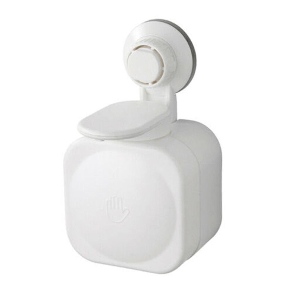 Badeværelse sugekop flydende dispenser vægmonteret vandtæt sæbeæske plastpresse bærbar pladsbesparende badeforsyning #jsw: Hvid