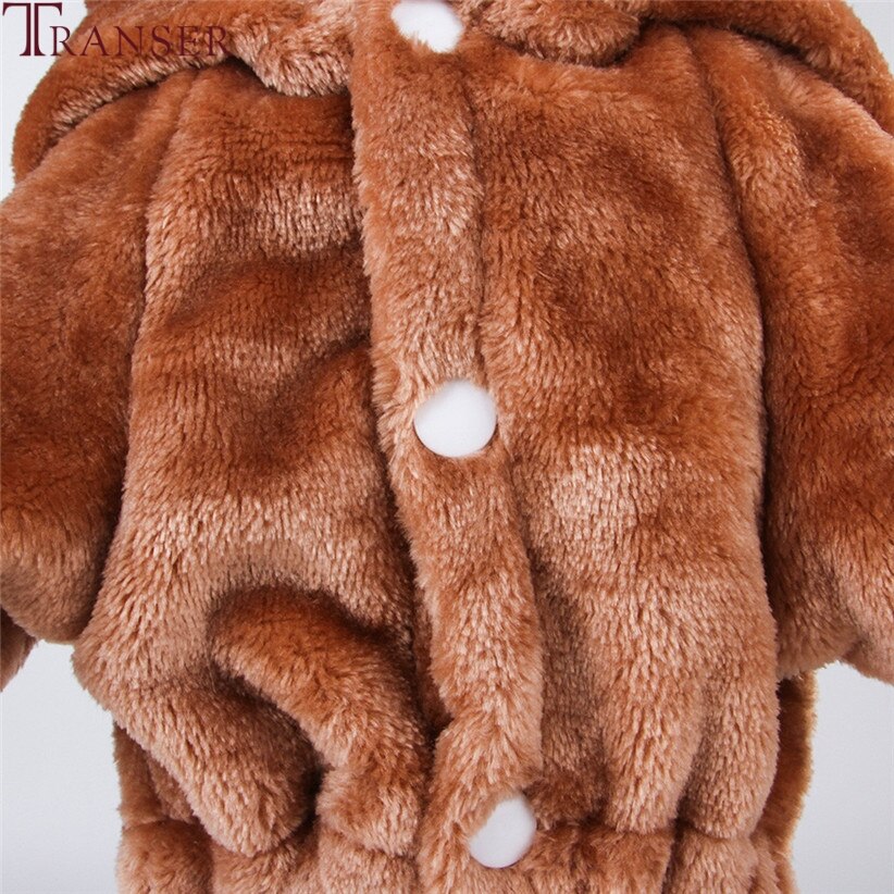 Transer sød brun bjørn hundetøj lille hund vinter blød varm jumpsuit træningsdragt hvalp outwear kæledyr hættetrøje tøj 910