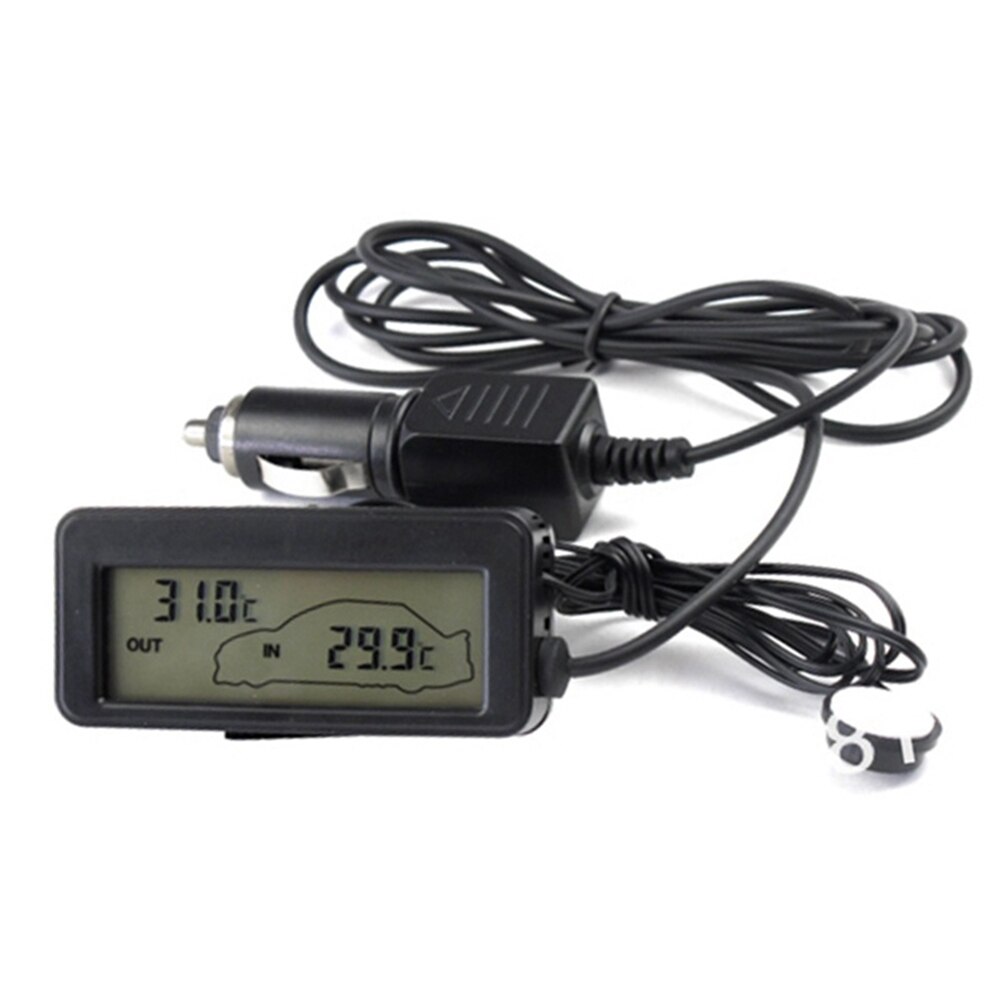 12V Voertuigen Auto Thermometer Mini Digitale Auto Lcd Display Indoor Outdoor Thermometer Met 1.5M Kabel