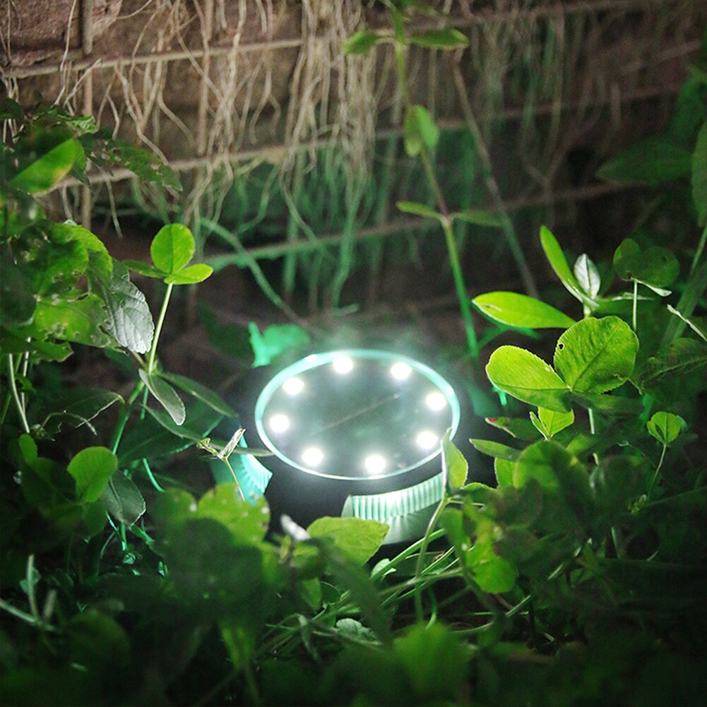 4Pcs Solar Powered Ground Light Waterproof Garden Pathway Deck Lights with Lawn Outdoor Buried Light Plug-in Lamp