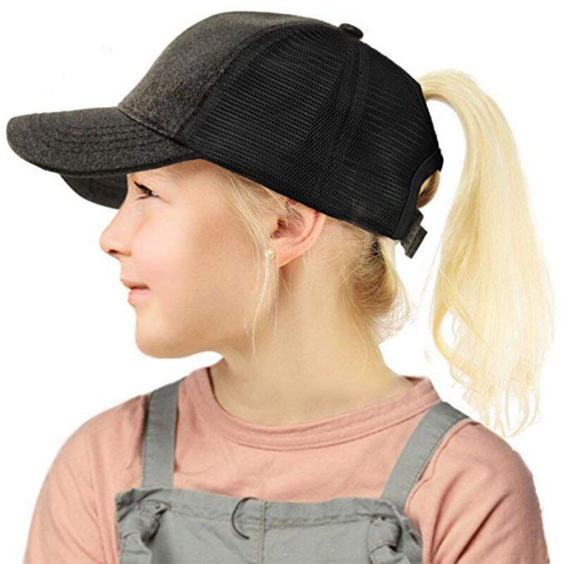 Kinderen Paardenstaart Baseball Cap Zomer Zonnehoed Outdoor Sport Mesh Cap