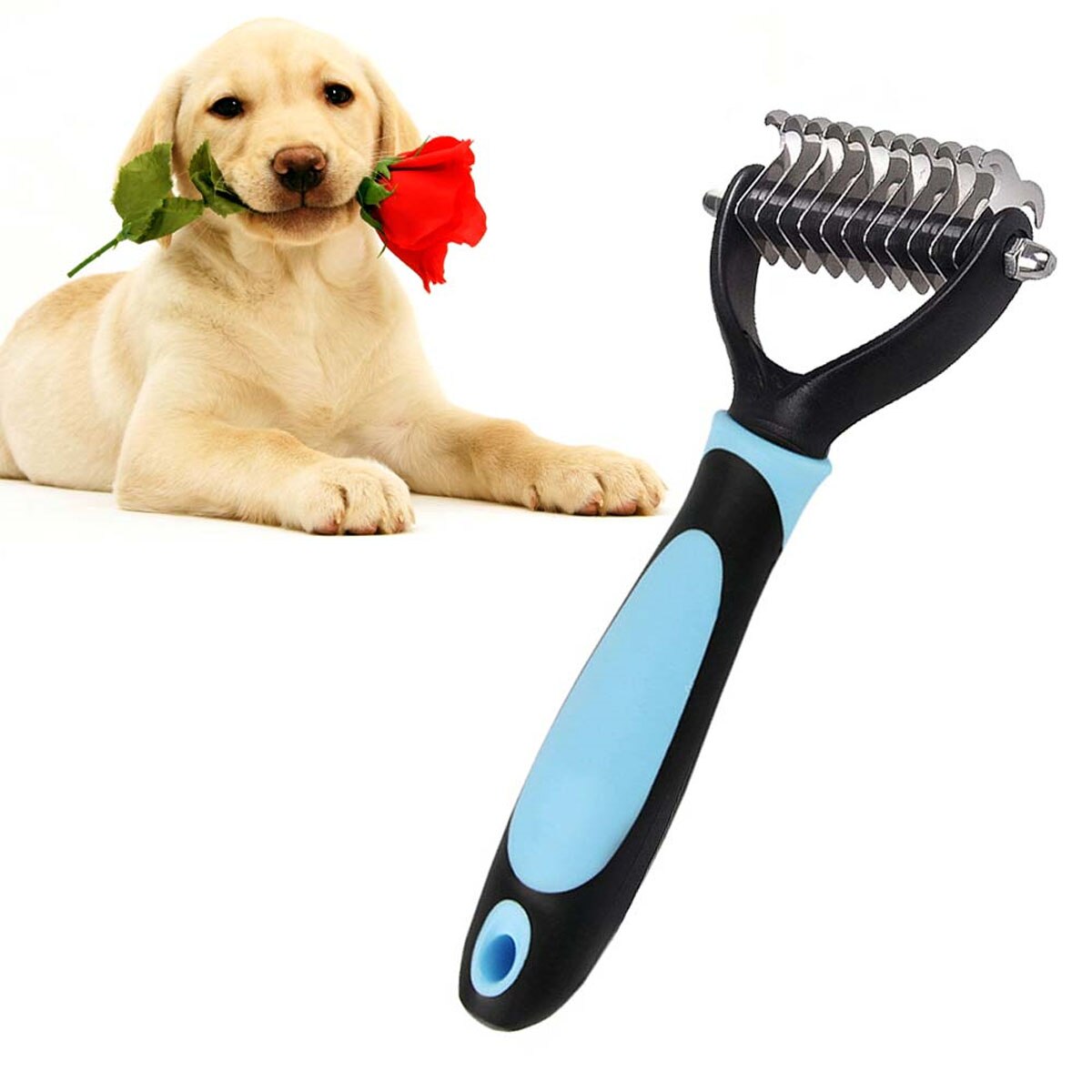 Professionele Huisdier Ondervacht Hark Dematting Kam Grooming Strippen Tool Voor Hond Kat Puppy SEP99: S / Blauw