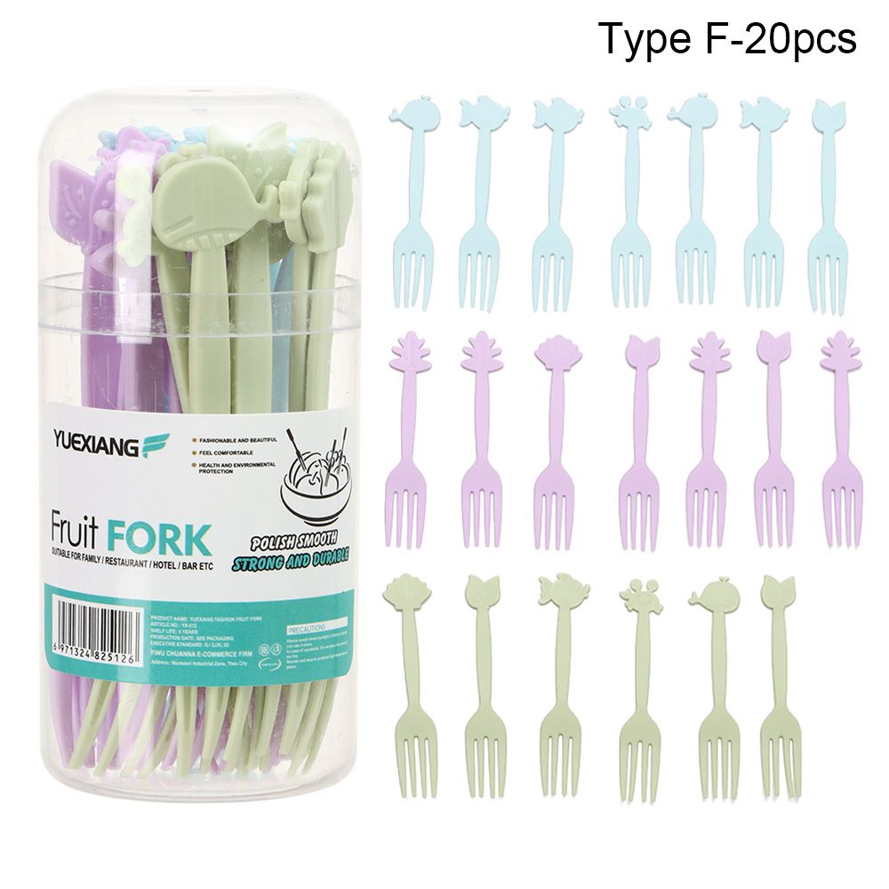8pcs Fruit Fork Toothpick Leaves Plastic Decoration Lunch Box Bento Accessories Small Salad Tiny Fork Mini Cake Picks For Kids: A-Type F-20pcs
