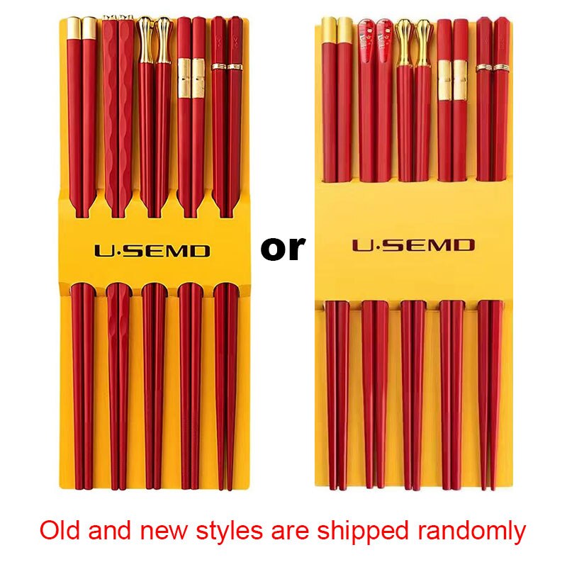 5 par japanske kinesiske spisepinner mat sushi pinner gjenbrukbare koreanske spisepinner sett metalllegering servise palillos chinos: 5 par  e49