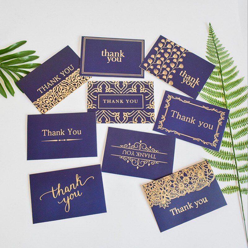 1pcs/pack thank you Card Bronzing with dark blue envelope Scrapbooking party invitation greeting cards business card