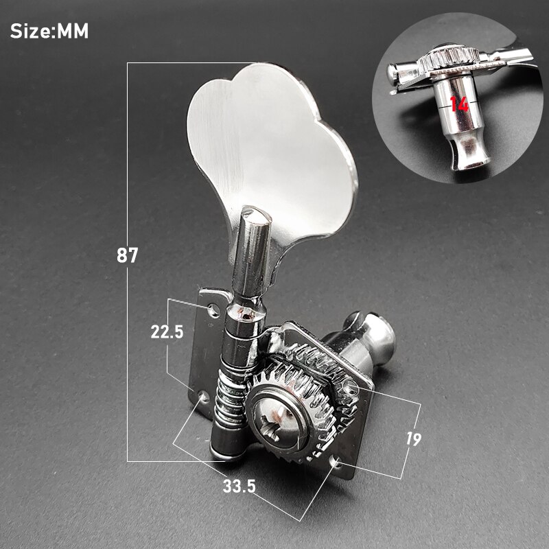 4R Opened Electric Bass Guitar Tuning Pegs 4String Machine Heads Tuners for Bass Chrome