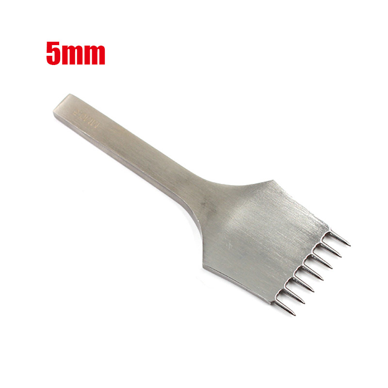 Herramienta de punzonado para manualidades de cuero, punzón, herramienta de costura de cuero, cincel de agujero circular de 3mm / 4mm / 5mm: 5mm 7 teeth