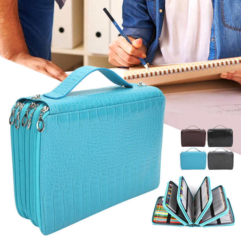 252 Gaten Gekleurde Etui Grote Capaciteit Art Schilderen Pen Draagbare Pu Pencilhold Pouch Kit