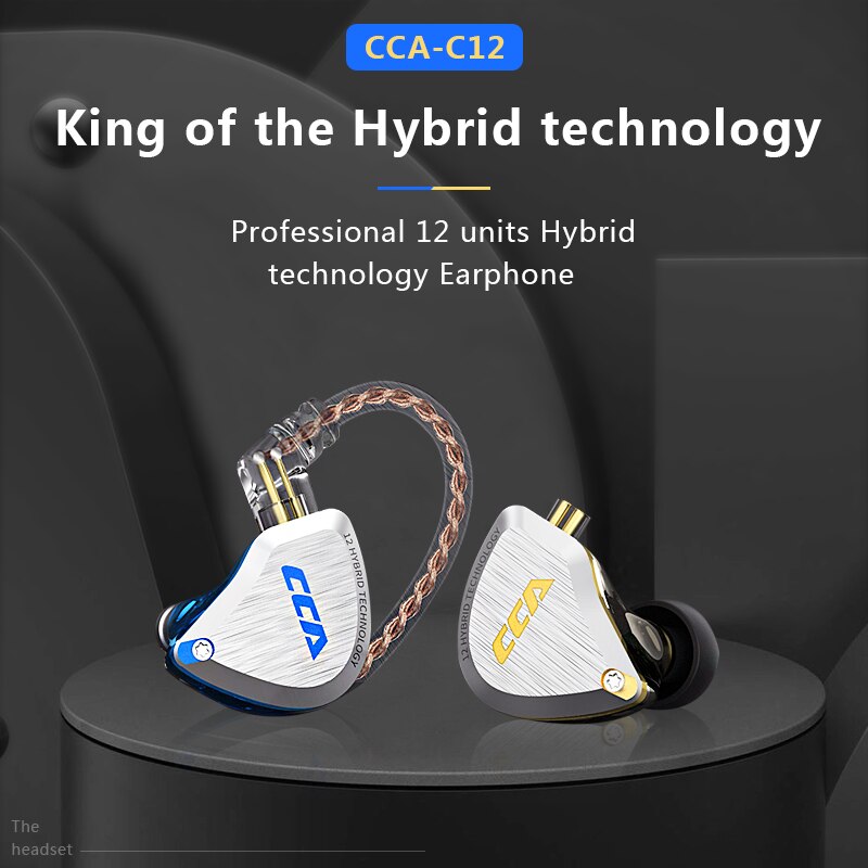 CCA C12 5BA+1DD Hybrid Hanging In Ear Headset 12 Drivers Unit HIFI DJ Monitor Earphone Earbuds Noise Cancelling Wired Gamer PC