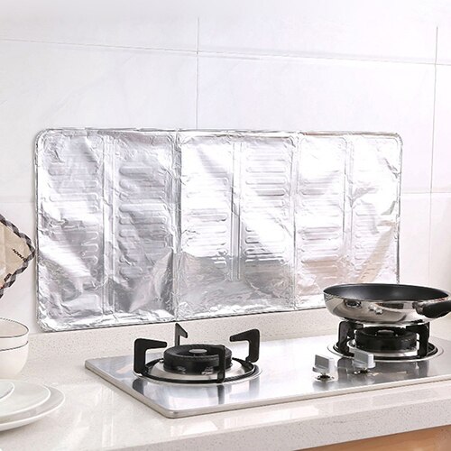 1Pc Adjustable Light Weight Silver Home Kitchen Oil Block Board Heat Resistance Aluminum Foil Anti oil Splash Baffle Easy to Use