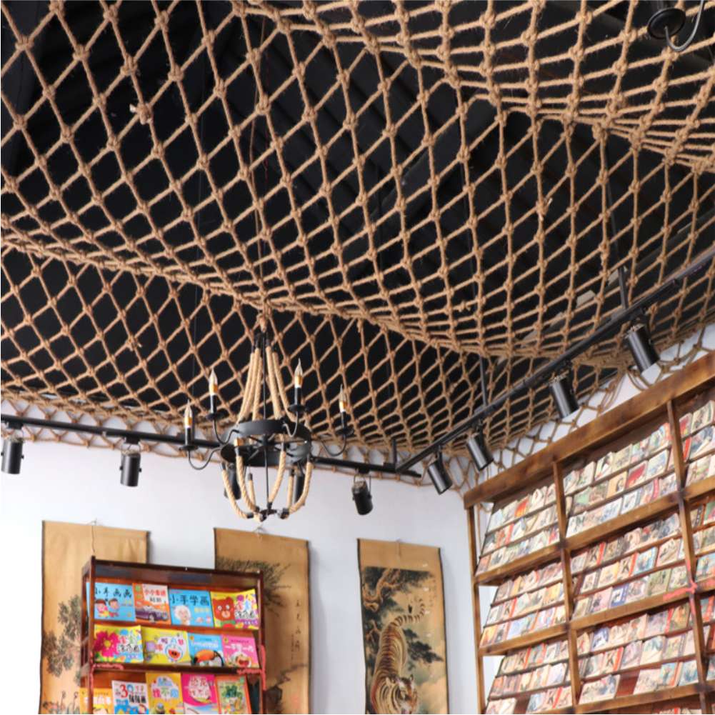 Schwere Jute Hanf Seil Netz Garten Schutz Zaun Treppe Balkon Geländer freundlicher Sicherheit Netz Dekorative Netz Hängematte Klettern Netz