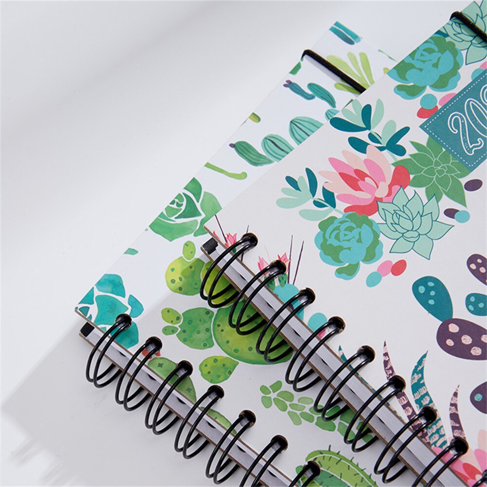 365 Days Schedule Book A6 Coil Notepads Cactus Pattern Planner Reminder Timetable Desk Dates Diary Planner Notebook