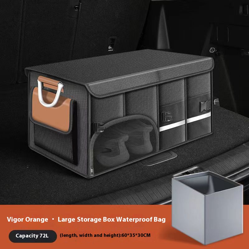 Car trunk foldable luggage storage box waterproof Oxford cloth 112L large capacity camping/fishing car storage box for easy carr: Gold