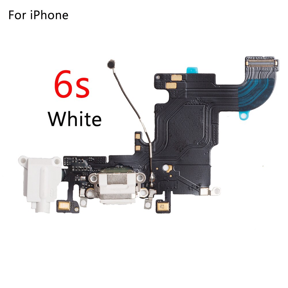 Iphonelle 6g 6 6s plus 5g 5c 5s se latausportti telakointiliitin kuulokkeiden ääniliitäntä+ mikrofonin joustokaapelin vaihto: 6s valkoiselle