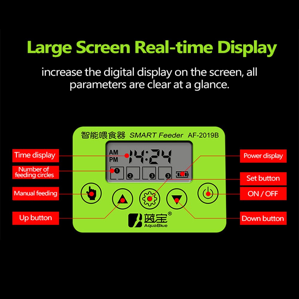 Intelligent Automatic Fish Feeder 200ml Large Capacity Aquarium Fish Bowl Electrical Timer Feeder Food Feeding Tool