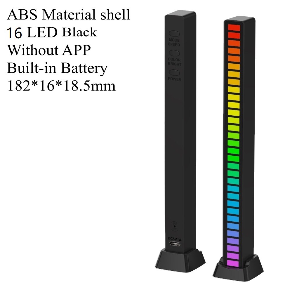 RGB Voice APP Control Stereo Music Spectrum LED Light Audio Level Indicator Amplifier VU Meter for Car Player Atmosphere Lamps: Black Battery No App