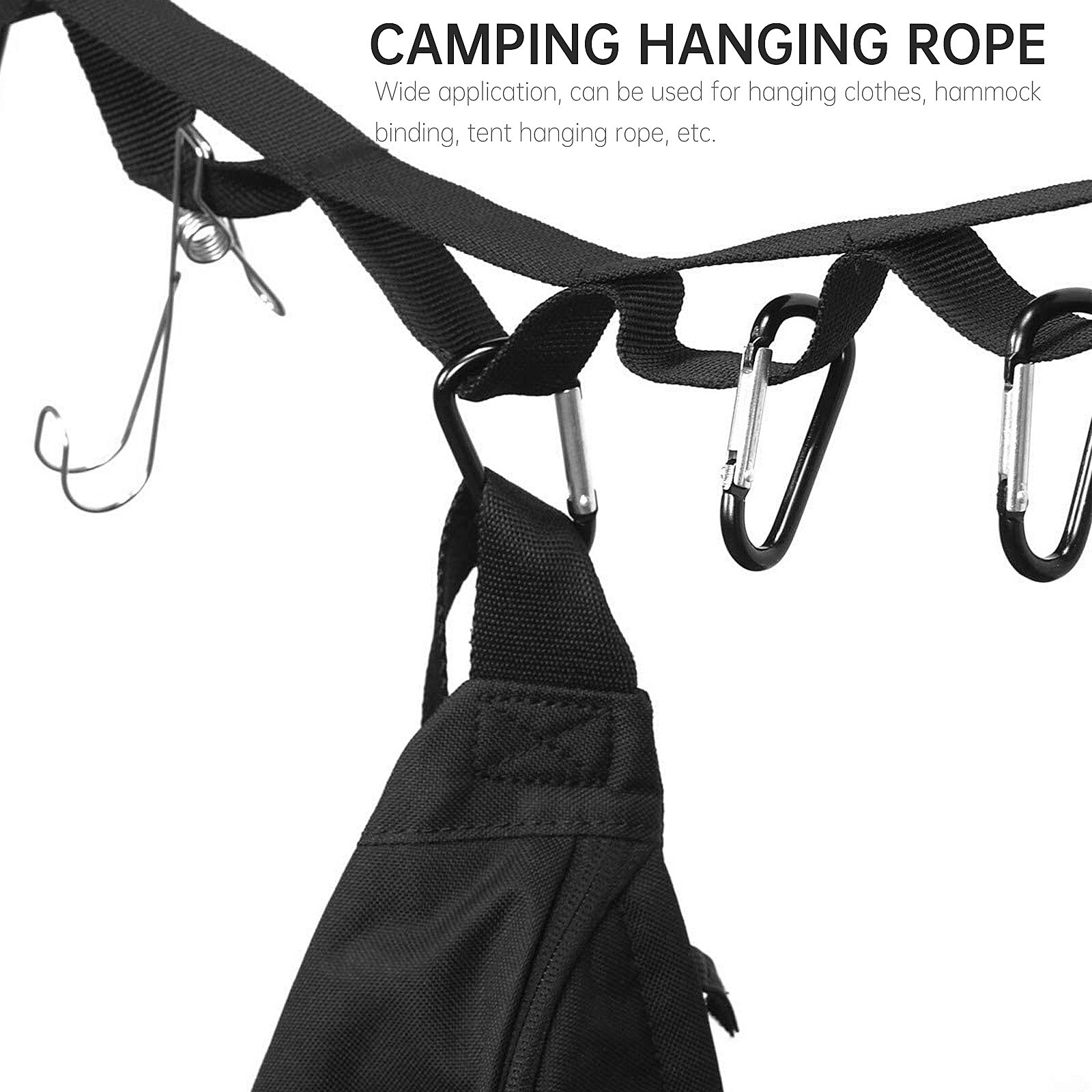 1 Set Camping Clothes Drying Line Outdoor Clothesline Hanging Rope Storage Strap