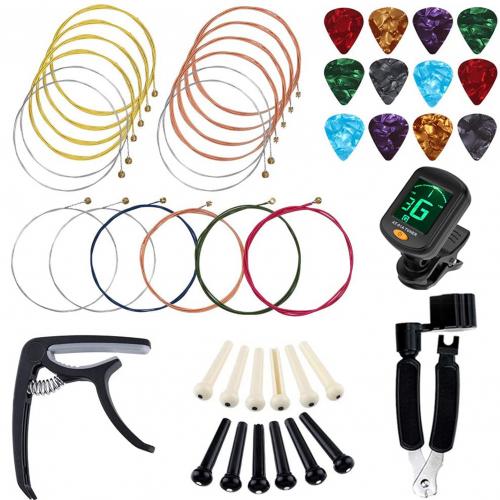 Guitar Accessories Kit Instrument Tuner 3 in 1 Restring Tool Picks Capo Strings Music Equipment Accessories Attachment: Default Title
