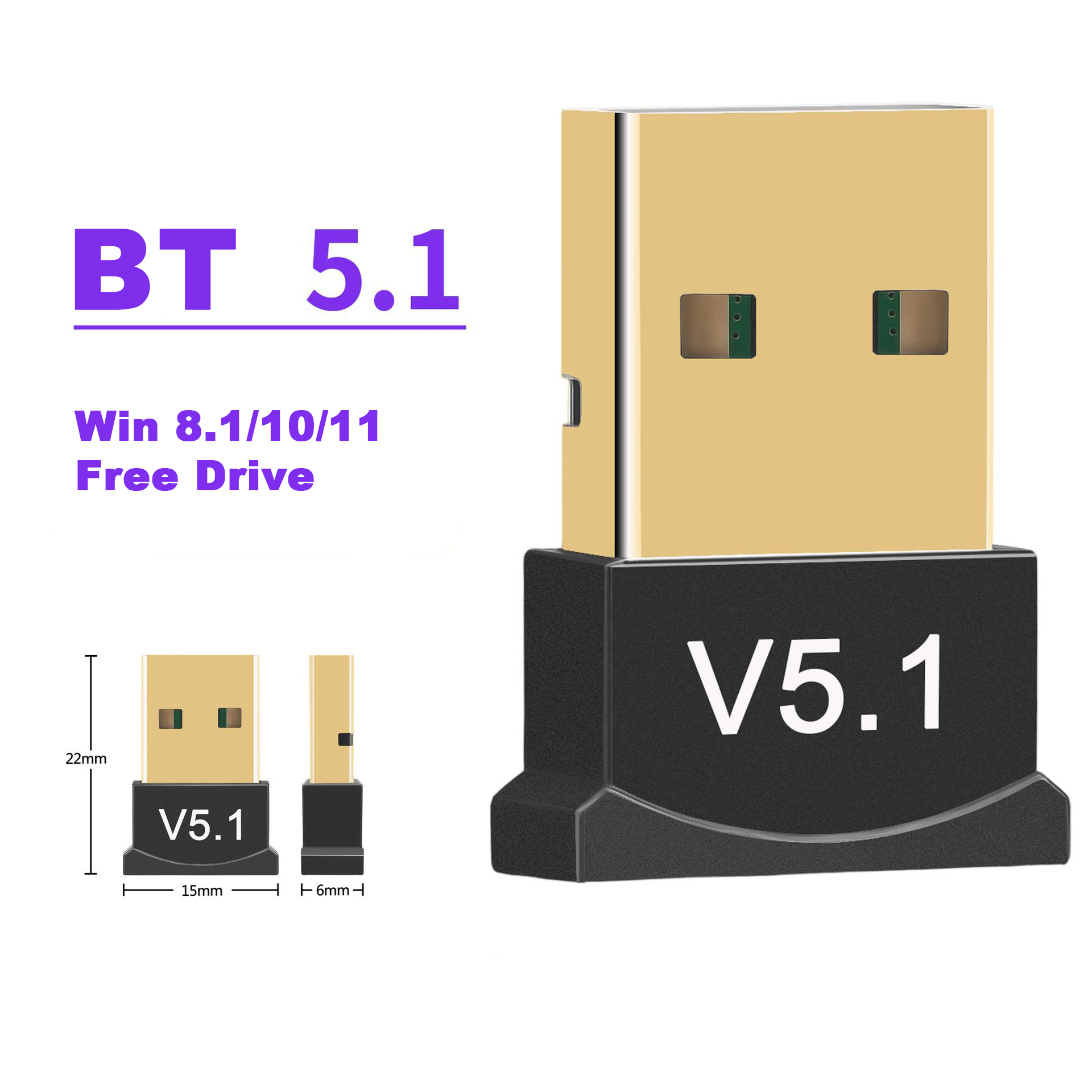 Bluetooth Adapter for Pc Usb Bluetooth 5.4 5.3 5.1 Dongle Receiver for Speaker Mouse Keyboard Music Audio Transmitter: Yellow