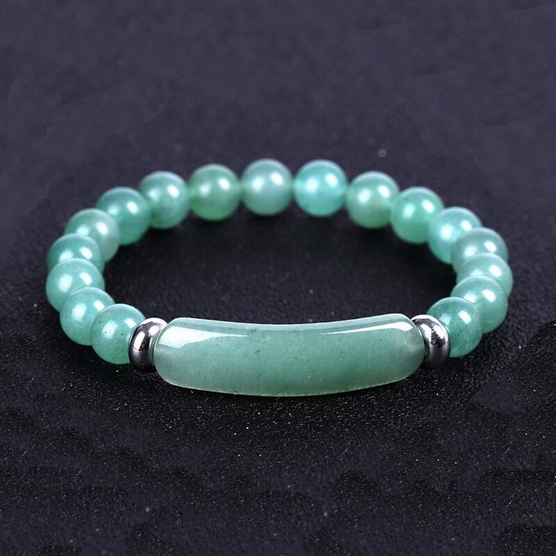 8mm Natural Stone Bracelet Rectangle Bar Charm Beaded Bracelets Handmade Men Women Prayer Fitness Chain Couple Jewelry Xmas