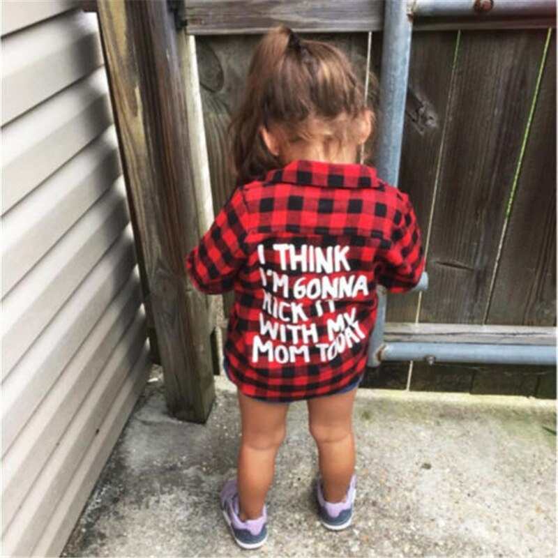 Camisetas estampadas a cuadros para bebé, chico y niña, camiseta de manga larga, ropa para bebé, camisa roja a cuadros, abrigo para bebé