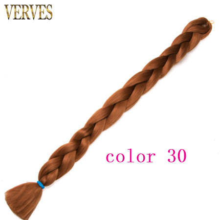 VERVES Vlechten Haar een stuk 82 inch Synthetische Warmte Fiber braid 165 g/stuk pure kleur gehaakte Jumbo Vlecht Hair Extensions: #30
