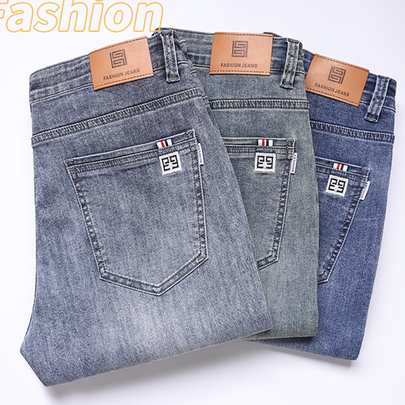Pantalones vaqueros rectos para hombre, Jeans lavados de , elásticos, informales, versátiles, de , clásicos, primavera y otoño