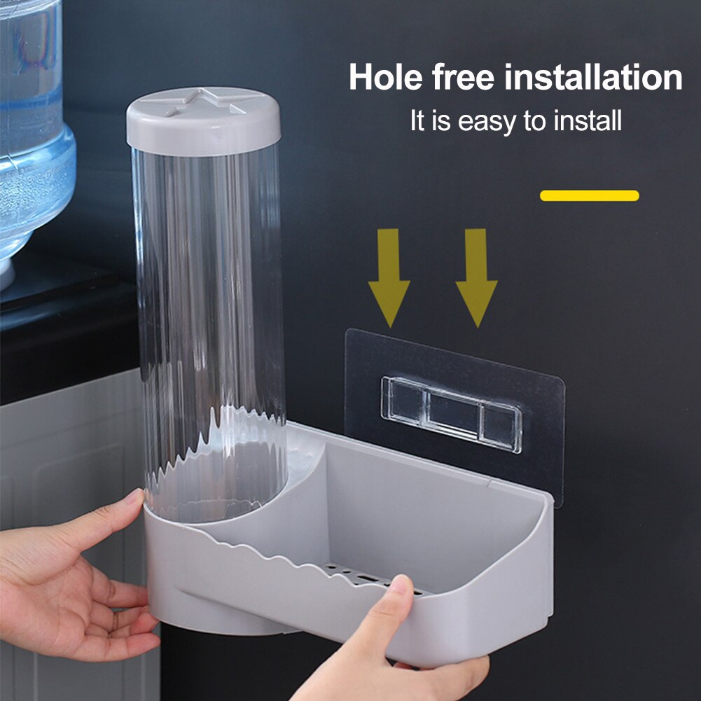 Hospital Disposable Cup Dispenser With Storage Holder Wall Mounted ABS Space Saving Organizer Anti Dust Home Office Automatic