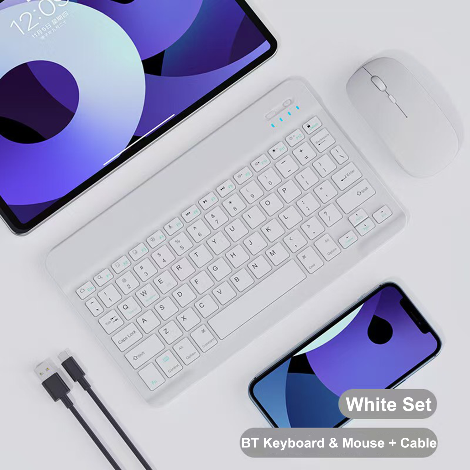 10-inch Bluetooth Wireless Keyboard Mouse For IOS Android Windows Tablet For iPad Air Mini Pro Large Battery With Long Endurance: Gold