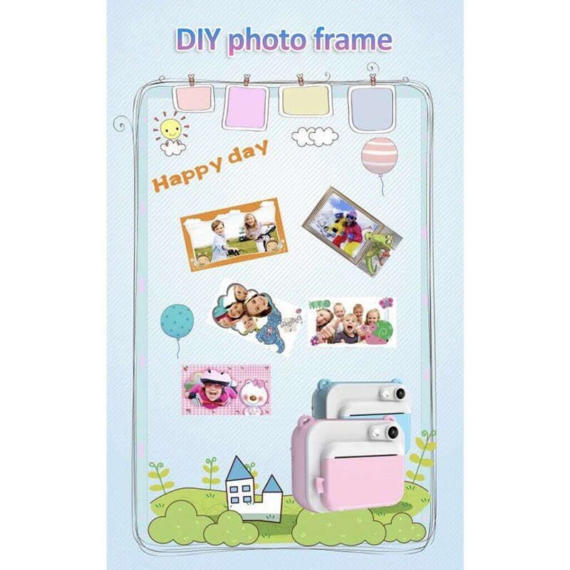 DIY Digital Instant Print Camera Full Color Prints Child Camera for Children Baby - Pink