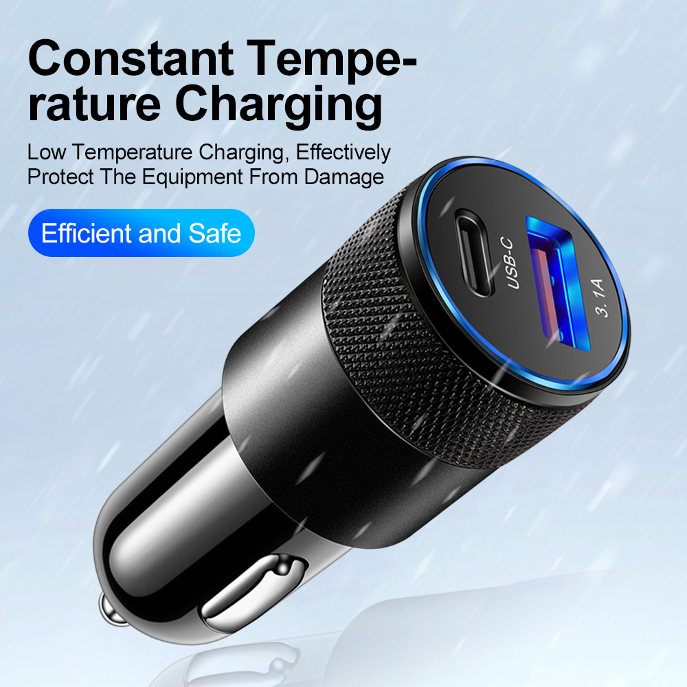 Car Charger USB Type C PD Dual Port QC 3.0 Fast Charging For iphone13 12 Huawei Xiaomi 12 Samsung S21 USB-C Mobile Phone Charger